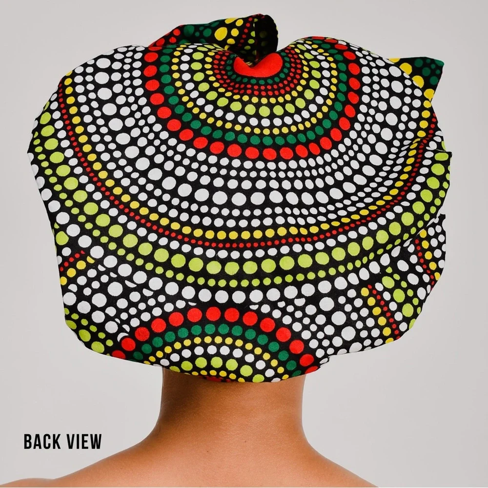 Ankara Satin Bonnet Silk Cap Hair Bonnet for Sleeping, for Women Long Curly hair - Picture 3 of 4